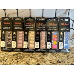 Sally Hansen 6 Sets of 24 Press on Square Shaped Nails With Glue New